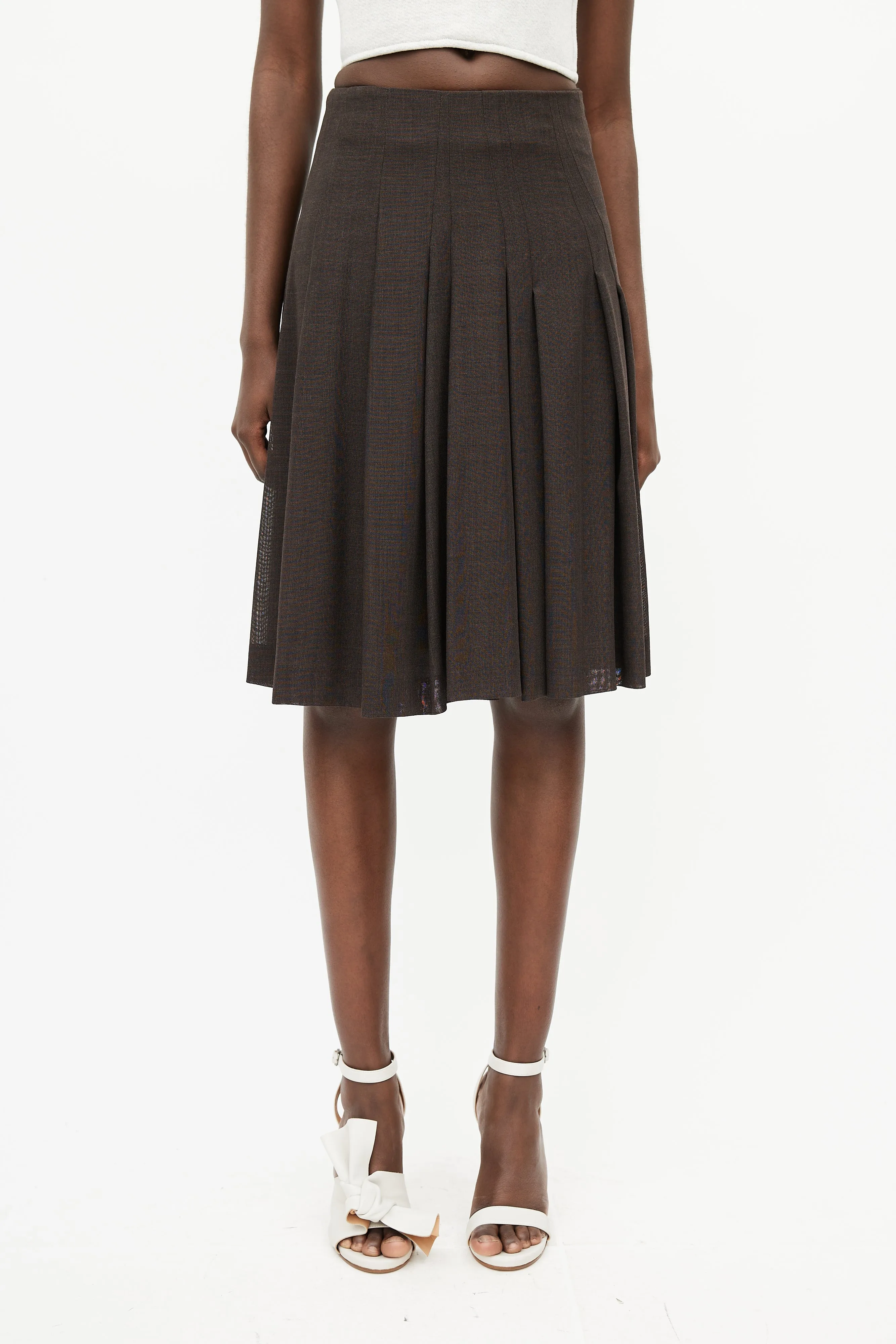 Brown Pleated Skirt