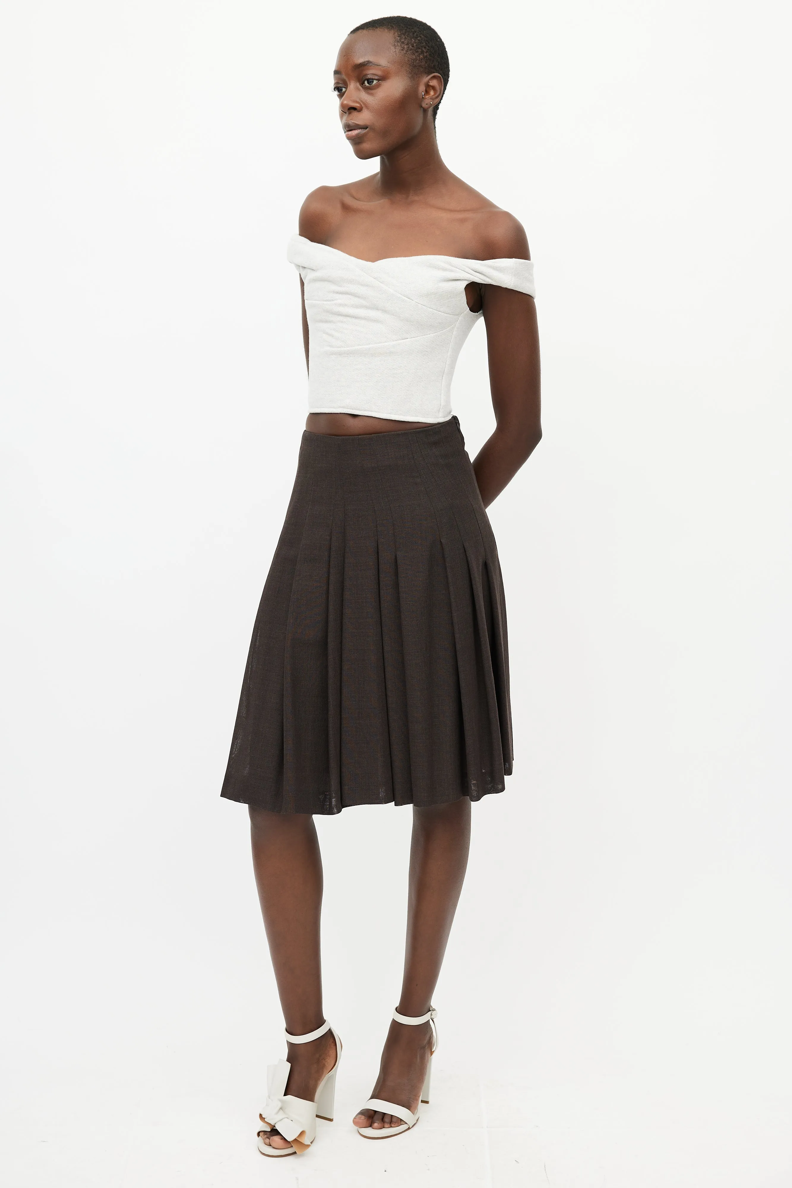 Brown Pleated Skirt