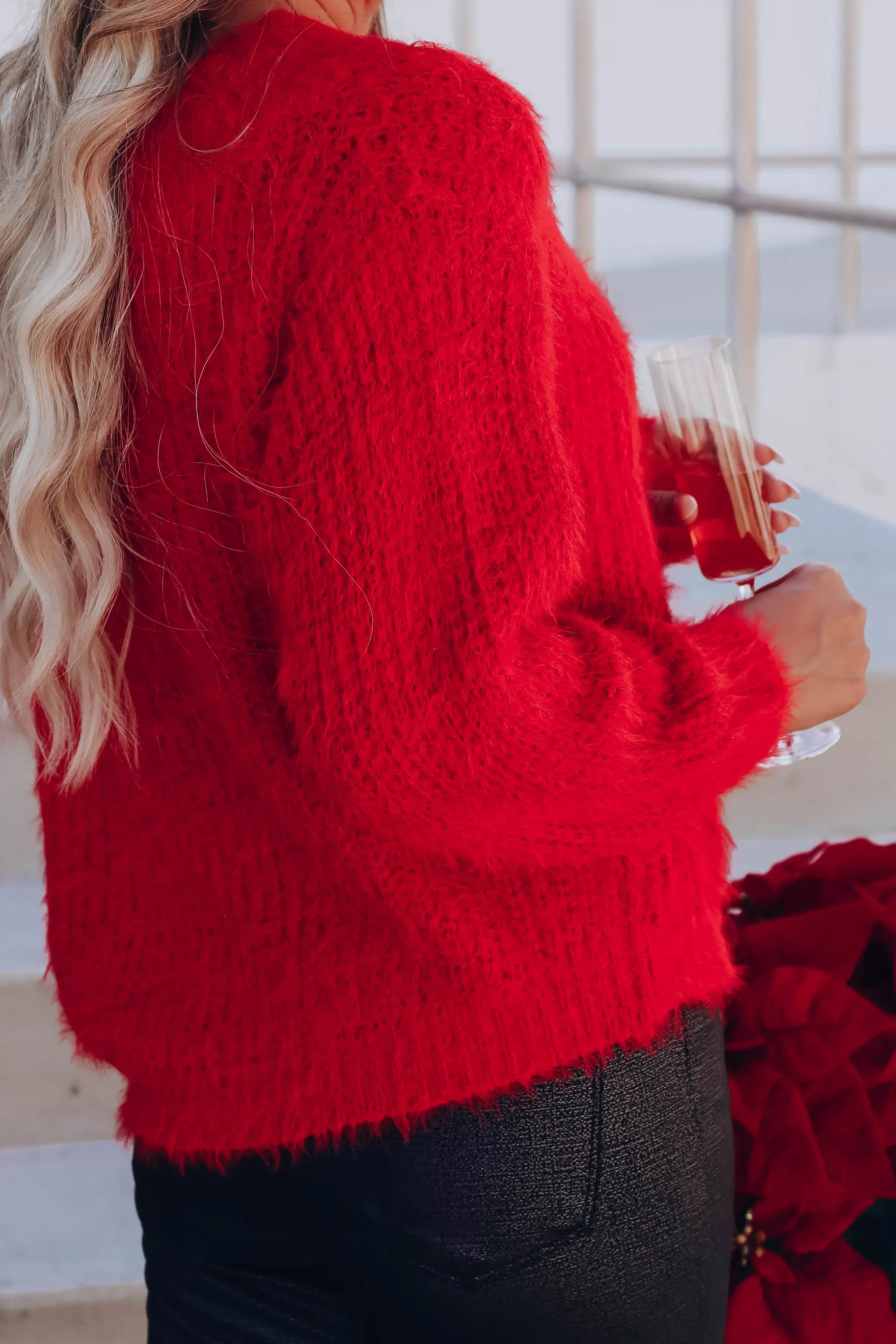 Candice Off-The-Shoulder Sweater - Red S-2X