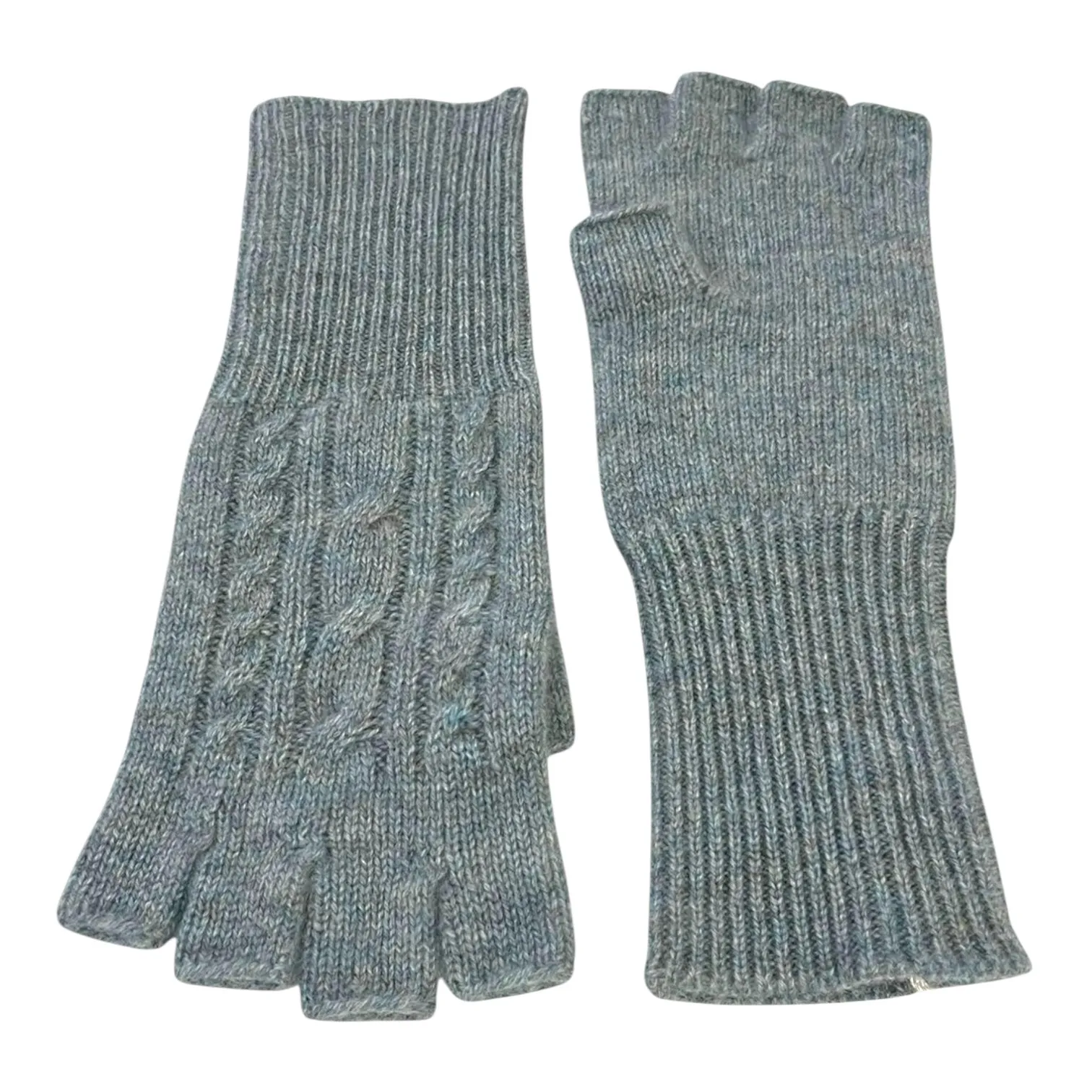 Cashmere Fingerless Gloves in Sea Green