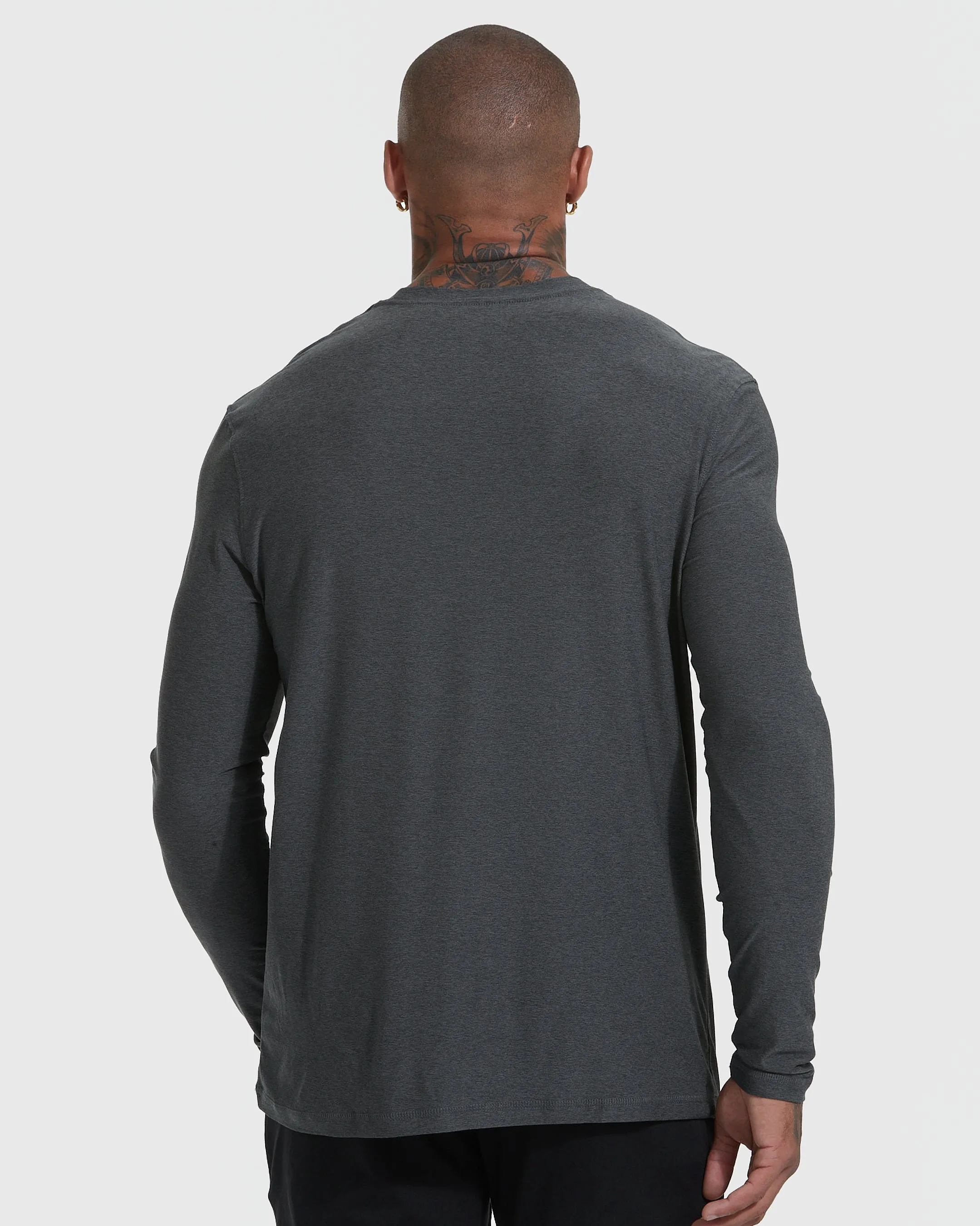 Charcoal Heather Gray Active Long Sleeve Crew T-Shirt