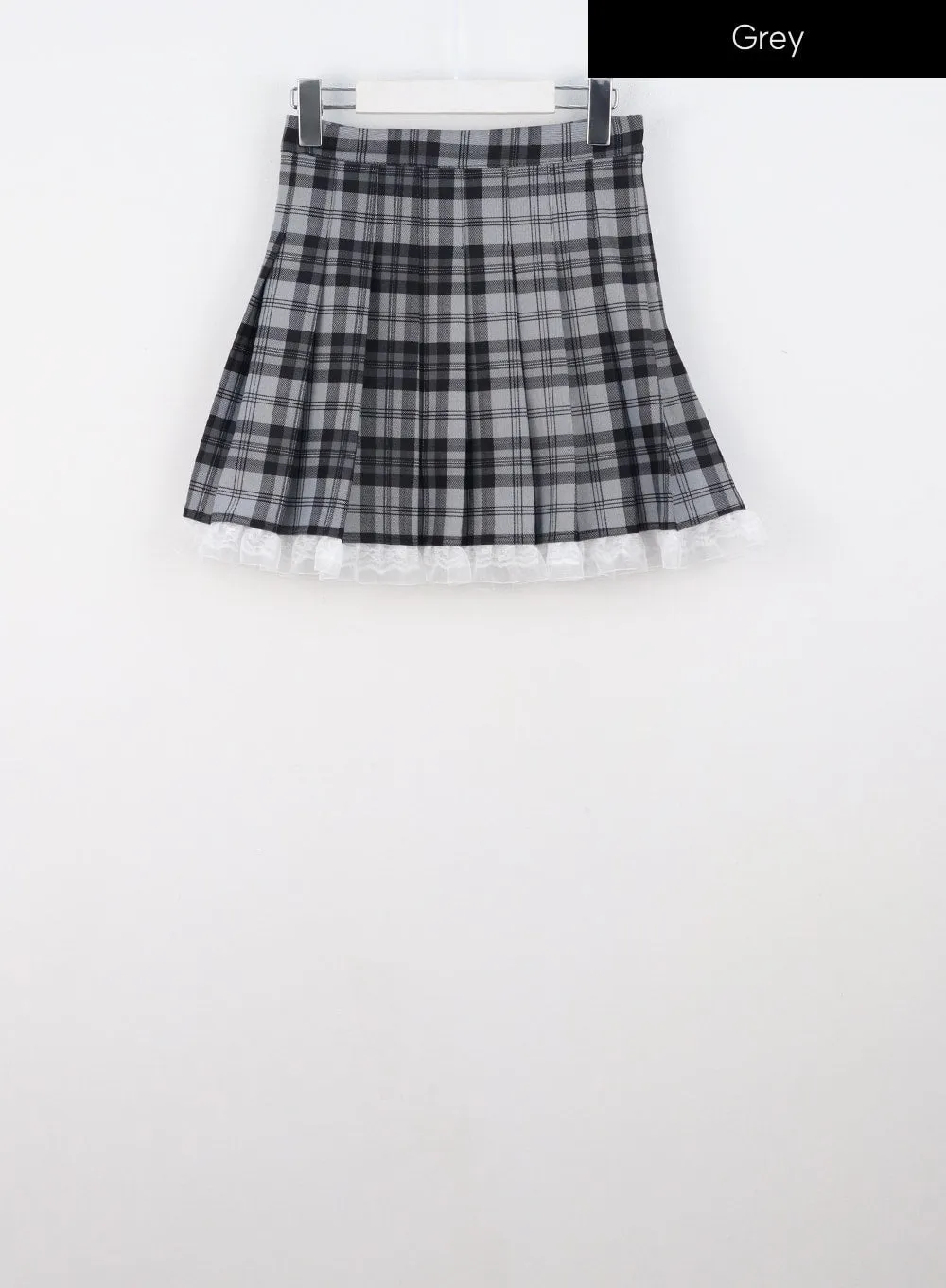 Checkered Pleated Mini Skirt IS321