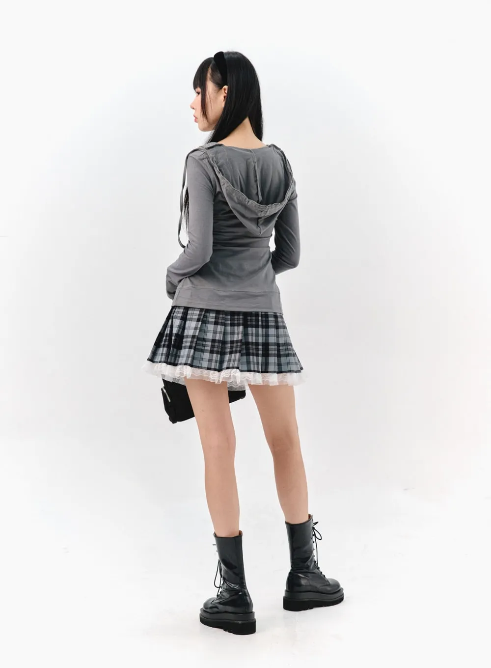 Checkered Pleated Mini Skirt IS321