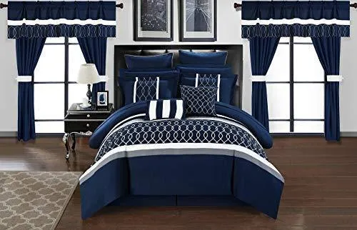 Chic Home Dinah 24 Piece Bed in a Bag Comforter Set, King, Blue