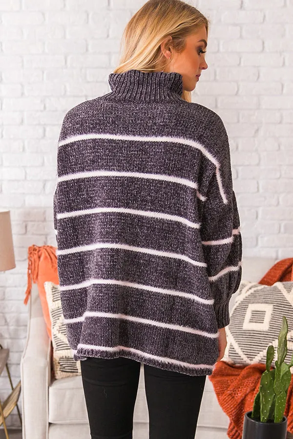 Chicago Cuddles Chenille Sweater In Dark Grey