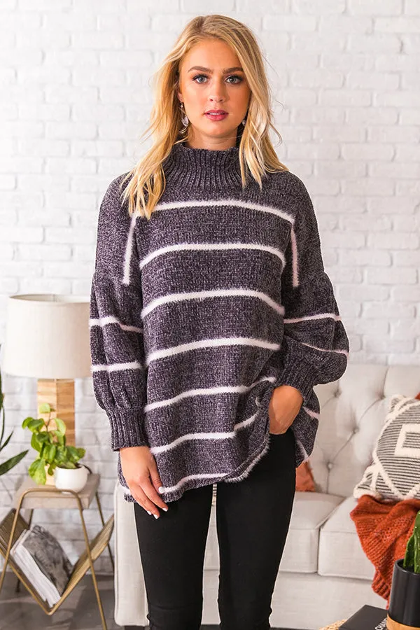 Chicago Cuddles Chenille Sweater In Dark Grey