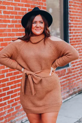 City Chic Sweater Dress - Brown