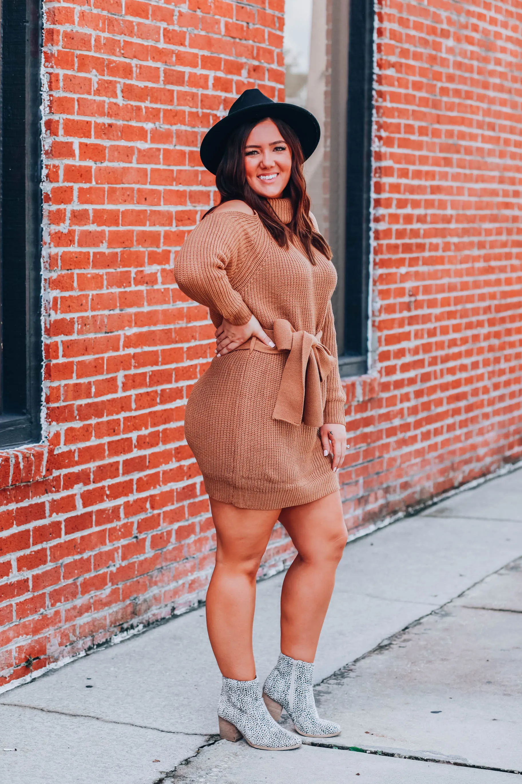 City Chic Sweater Dress - Brown