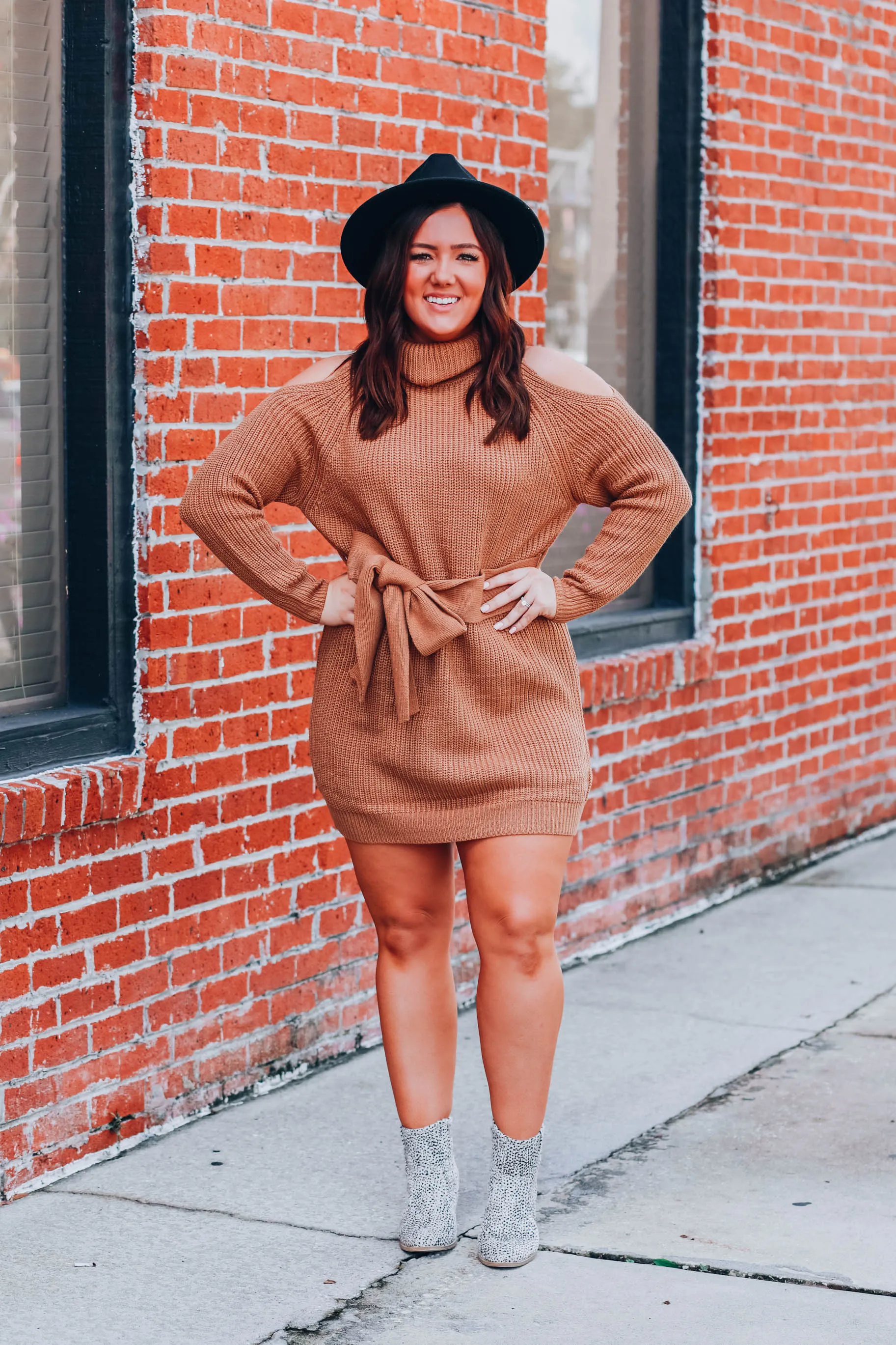 City Chic Sweater Dress - Brown