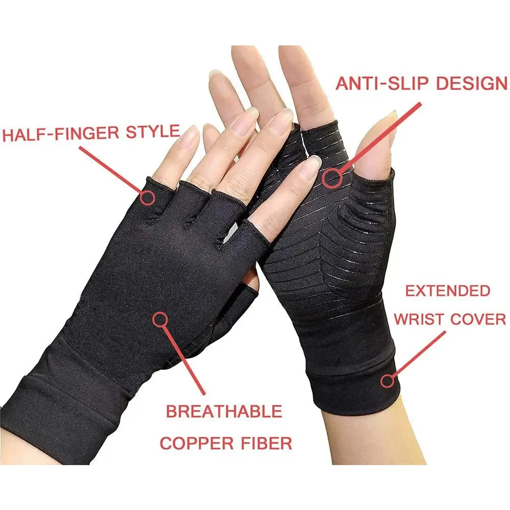 Compression Arthritis Glove Unisex Joint Pain Relief Half Finger Brace