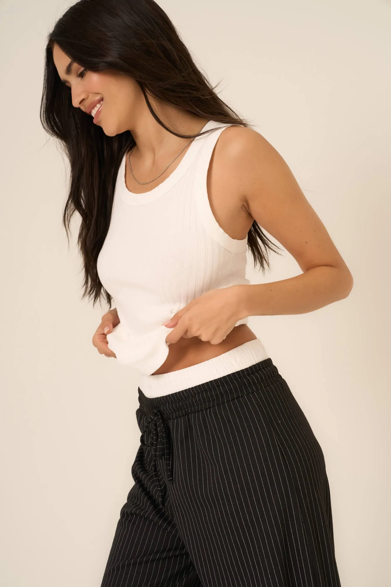 Cooper Sweater Rib Tank - White