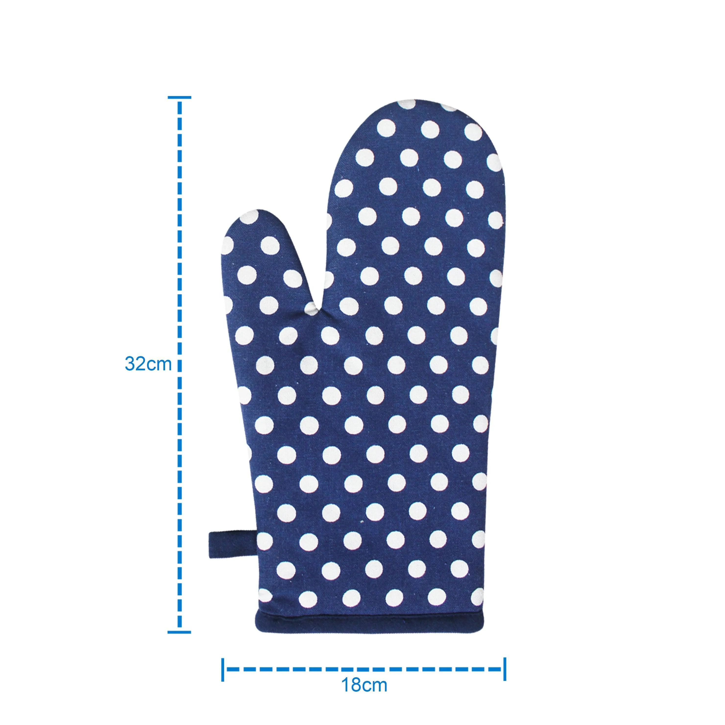 Cotton Blue Polka Dot Oven Gloves Pack Of 2