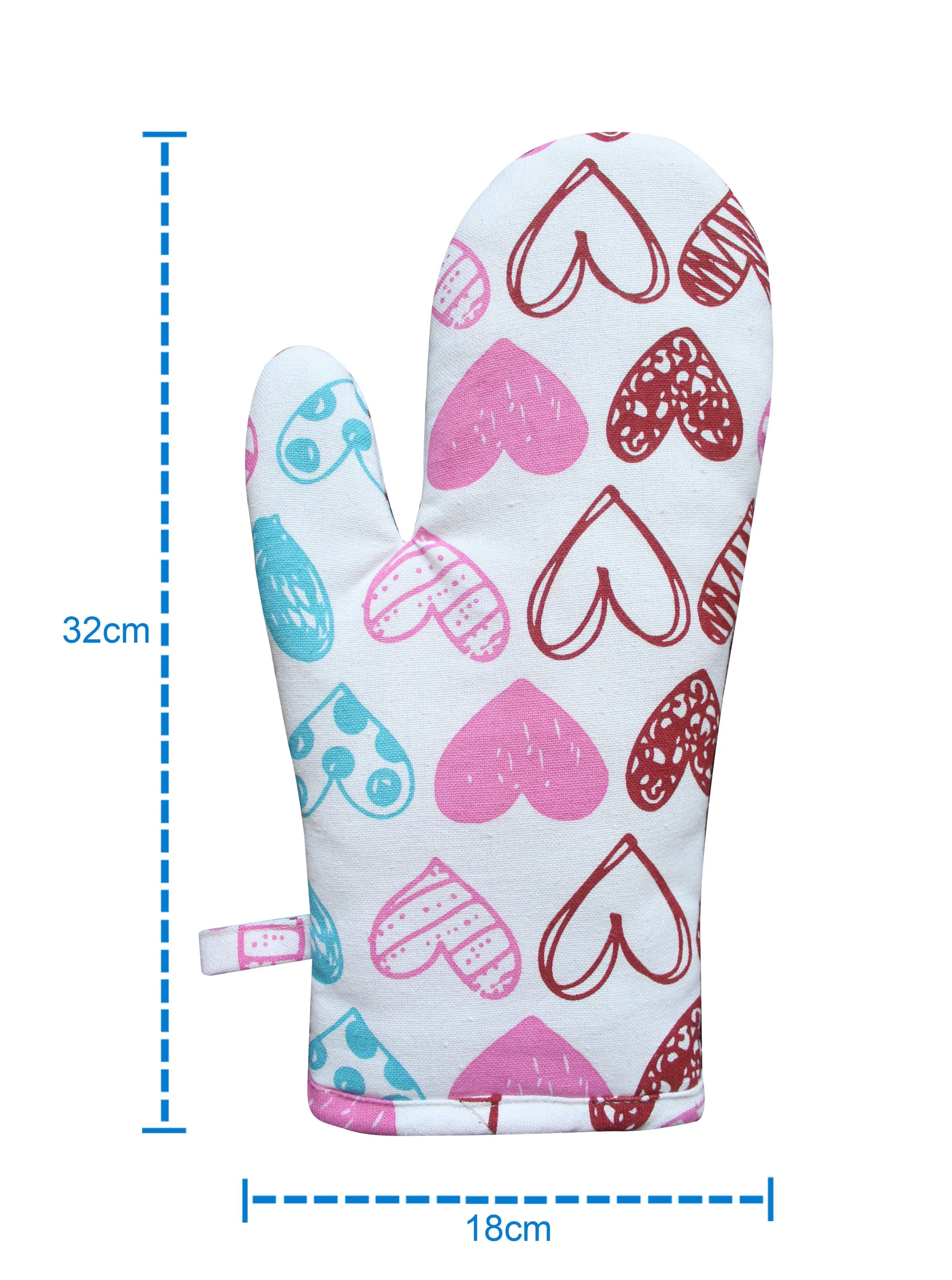 Cotton Metro Heart Oven Gloves Pack of 2