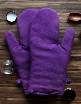 Cotton Solid Violet Oven Gloves Pack Of 2