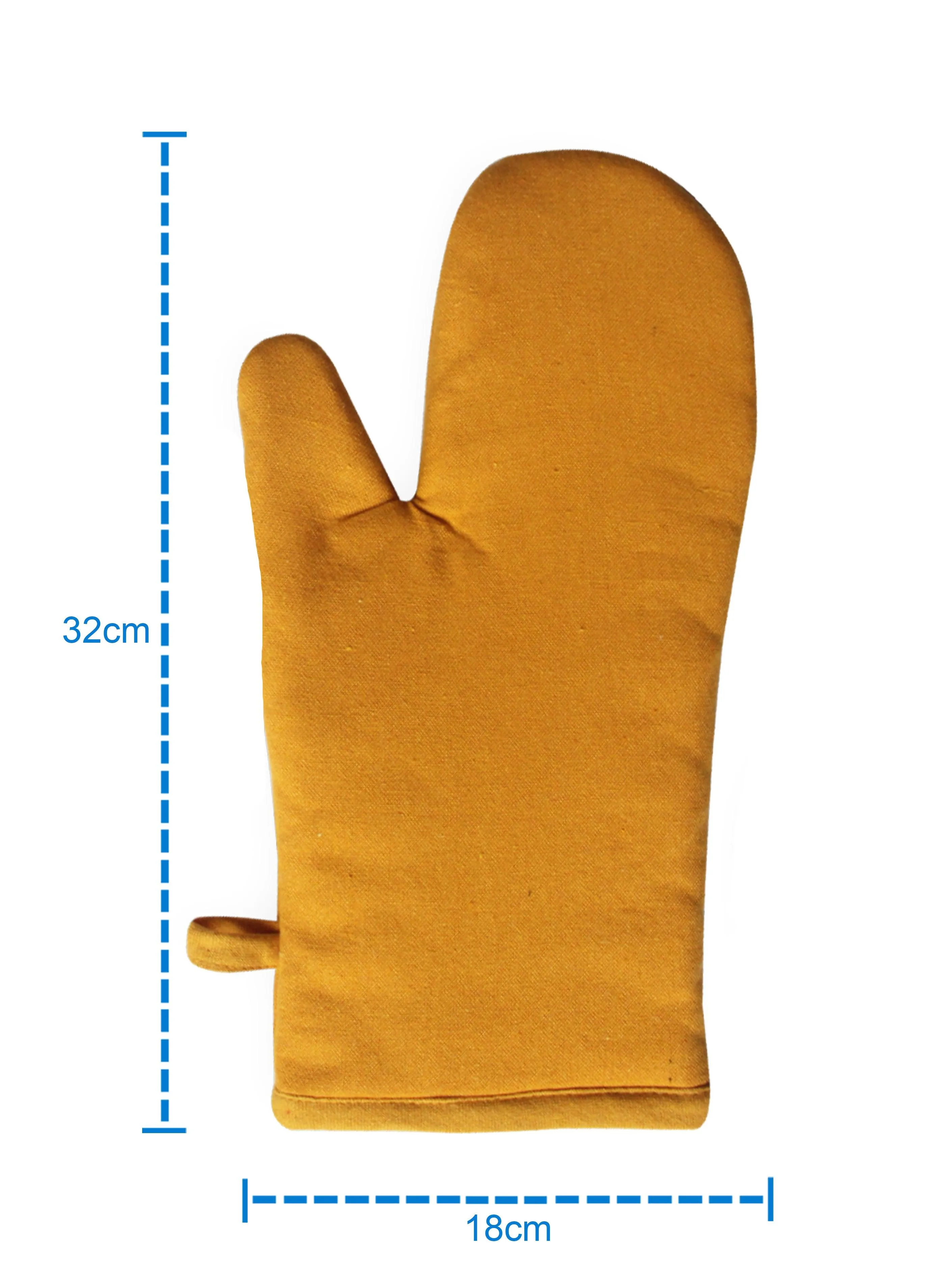 Cotton Solid Yellow Oven Gloves Pack Of 2