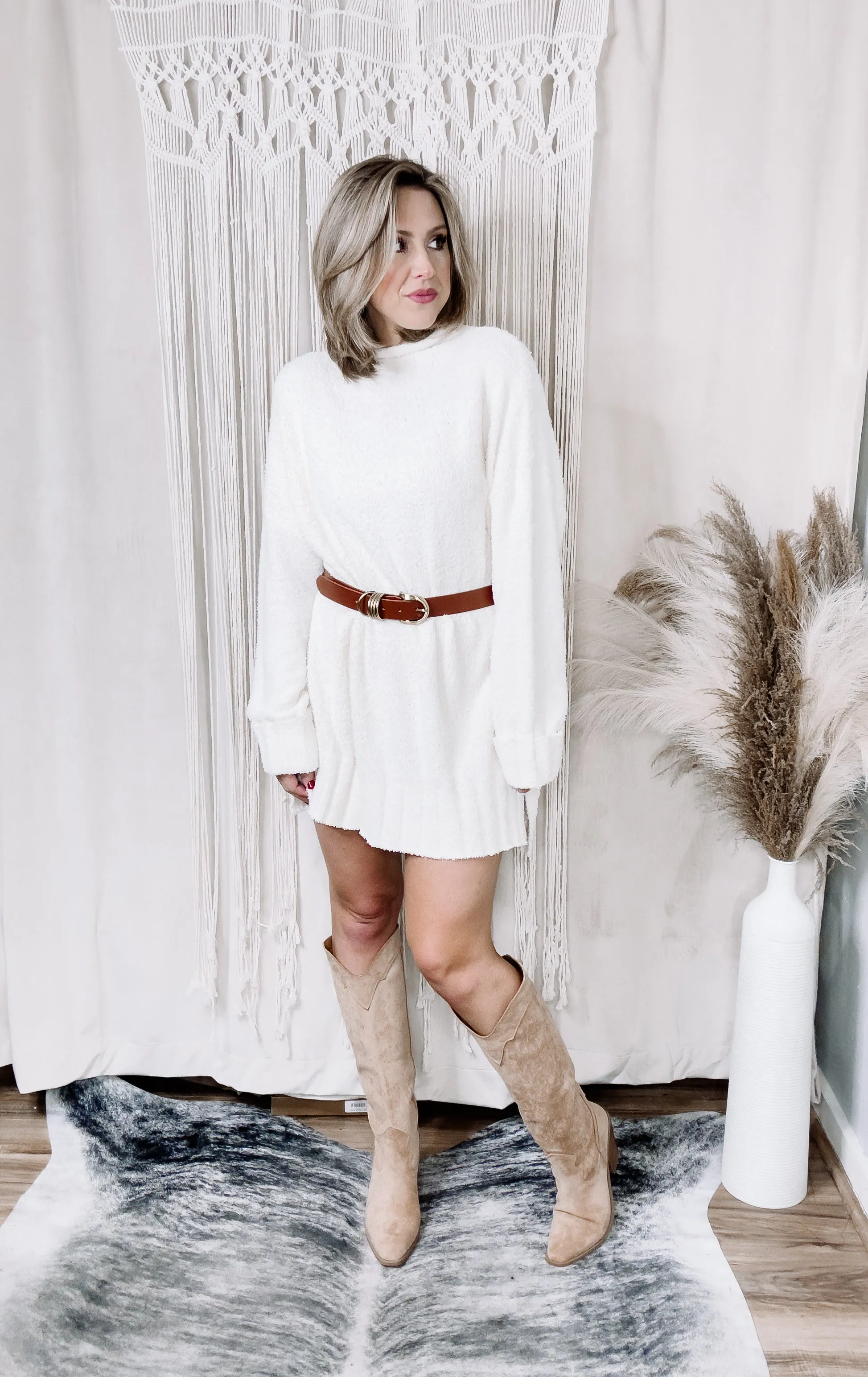 Cream Kallie Turtleneck Tunic Sweater