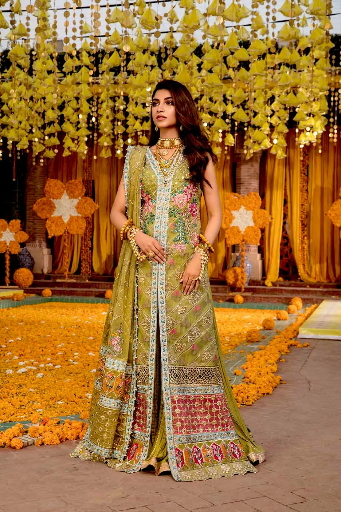 Crimson X Saira Shakira Wedding Collection – 4B - Sucha Gota  - Lime