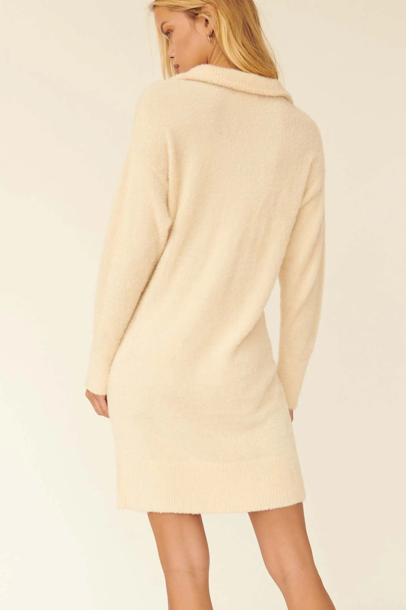 Cuddle Up Half-Zip Fuzzy Knit Sweater Dress