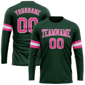 Custom Green Pink-White Long Sleeve Performance T-Shirt