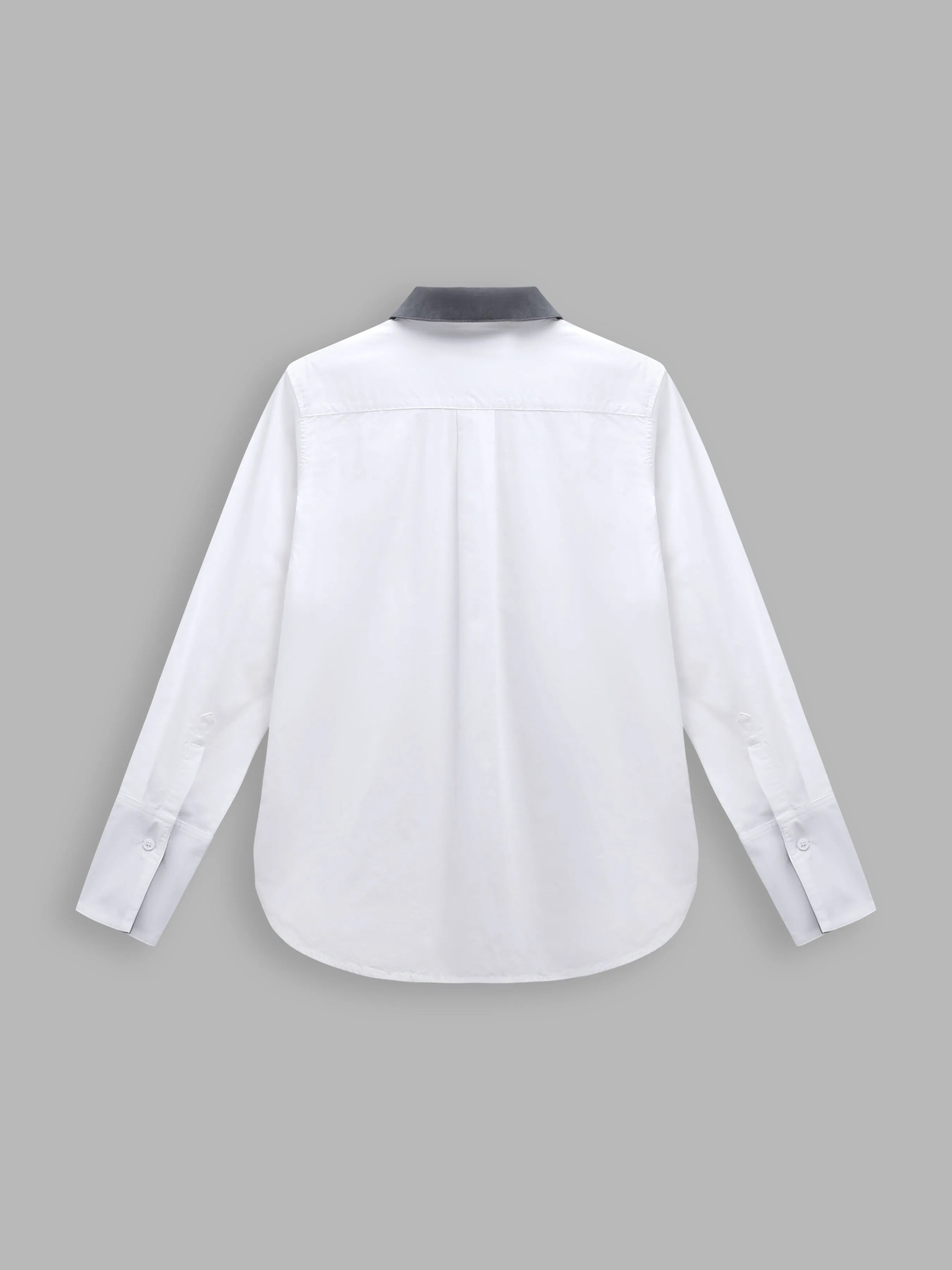 Detachable Contrast Collar Long-Sleeved Shirt