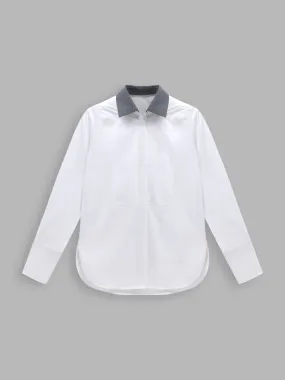 Detachable Contrast Collar Long-Sleeved Shirt