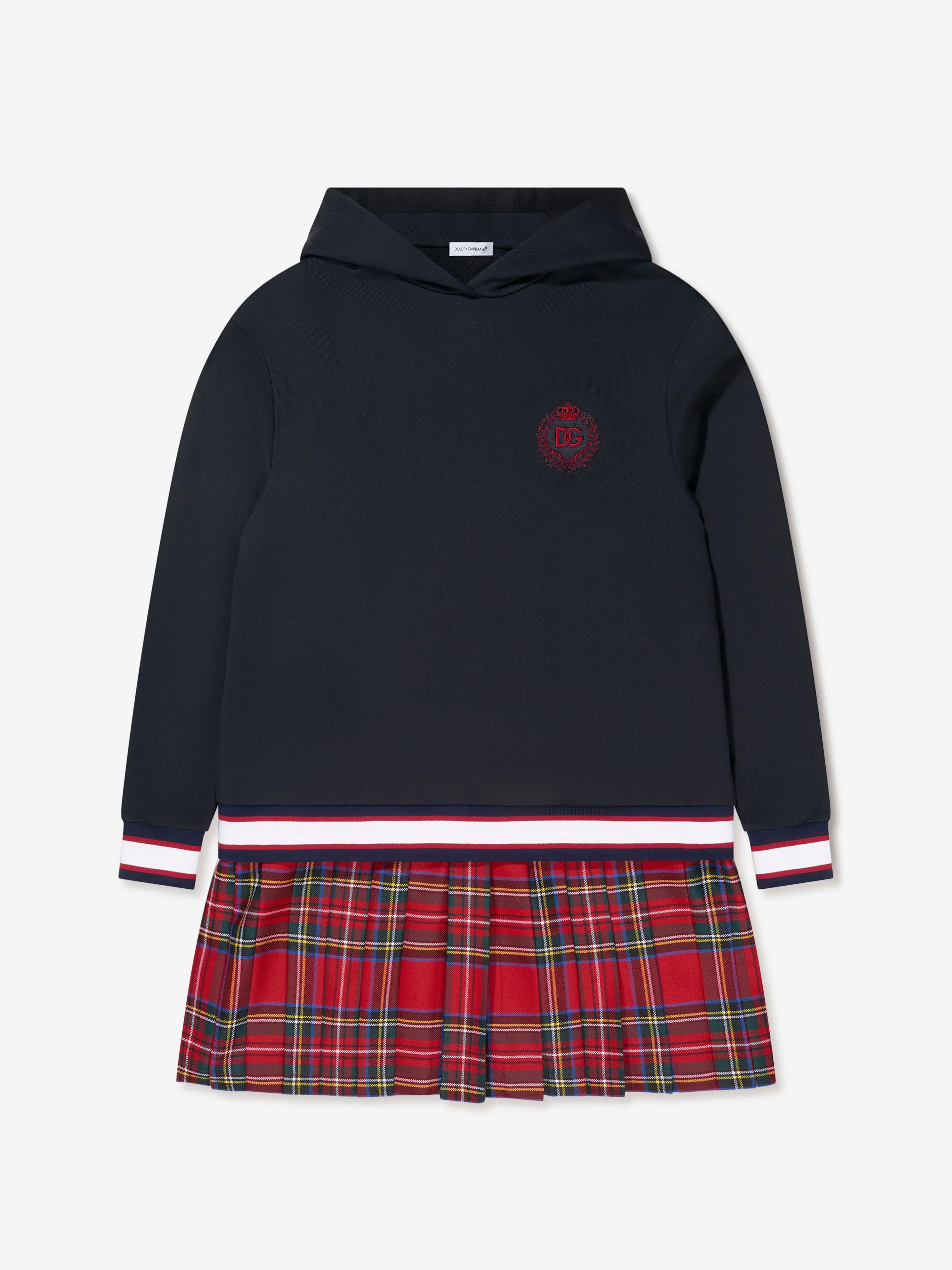 Dolce & Gabbana Girls Tartan Skirt Hooded Dress