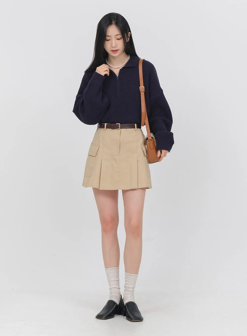 Double Pocket Pleated Mini Skirt OA01