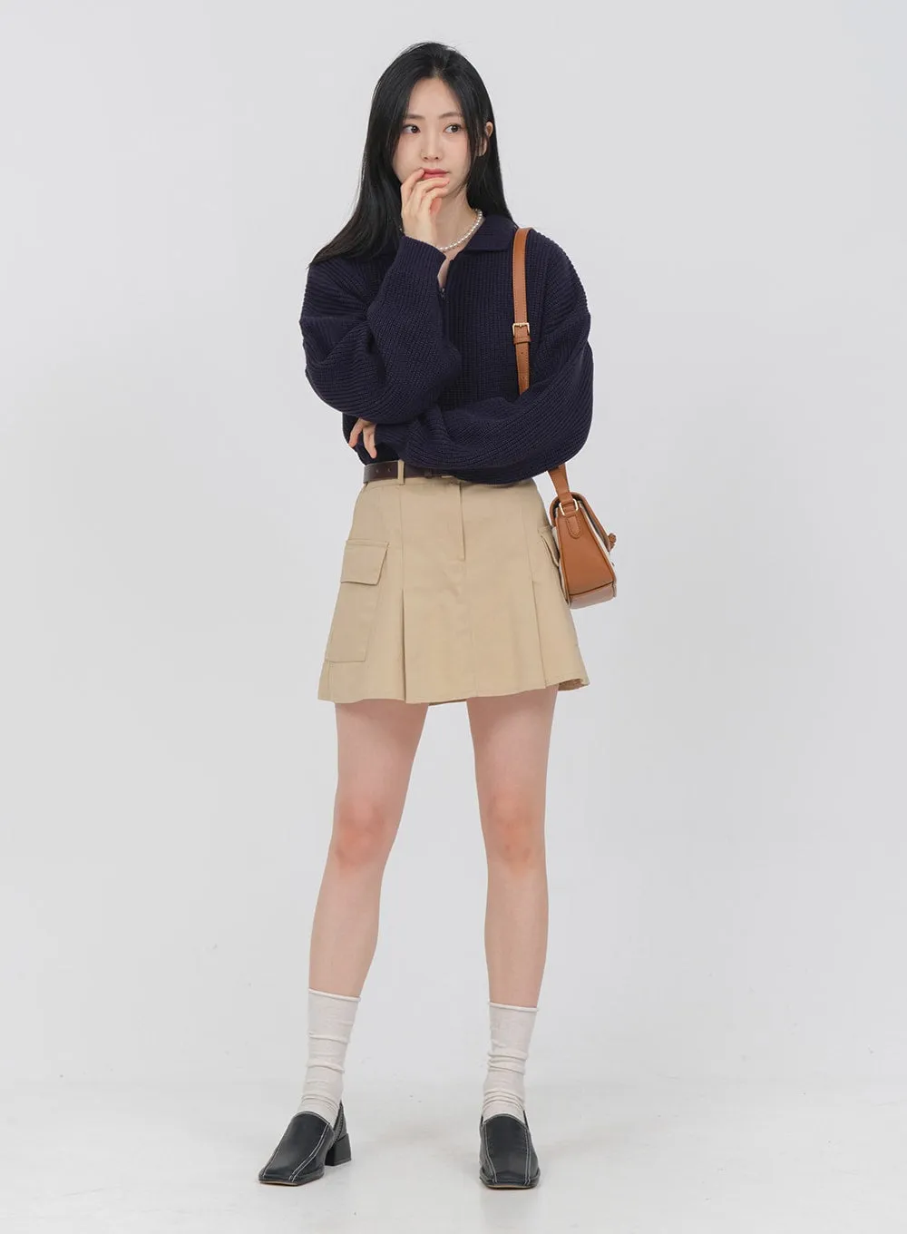 Double Pocket Pleated Mini Skirt OA01