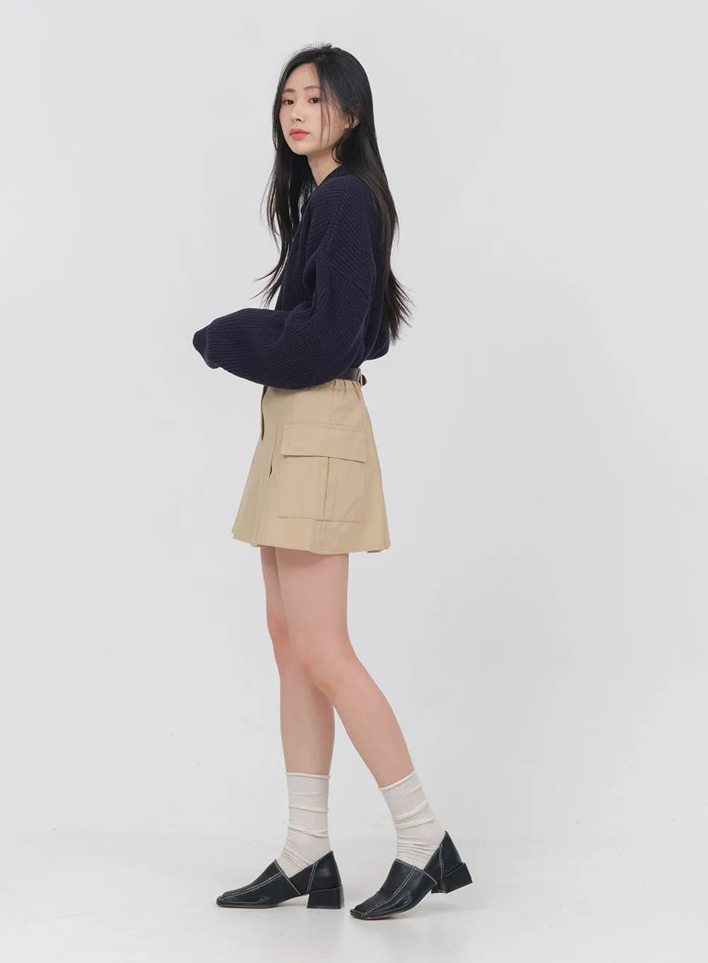 Double Pocket Pleated Mini Skirt OA01