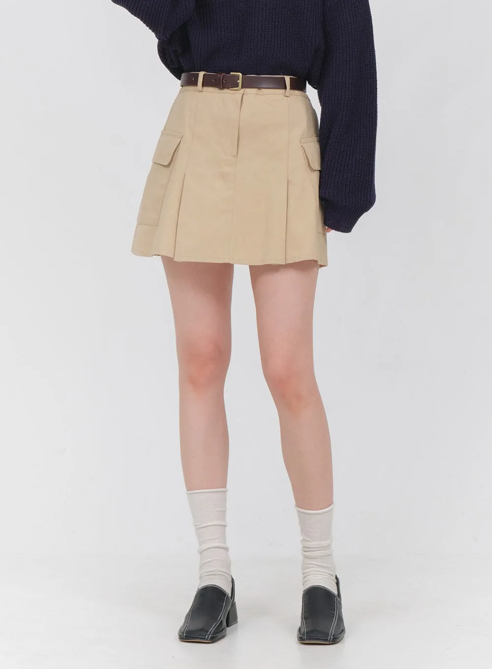 Double Pocket Pleated Mini Skirt OA01