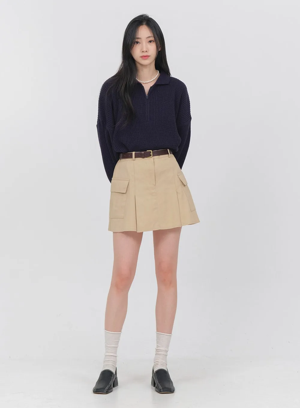 Double Pocket Pleated Mini Skirt OA01