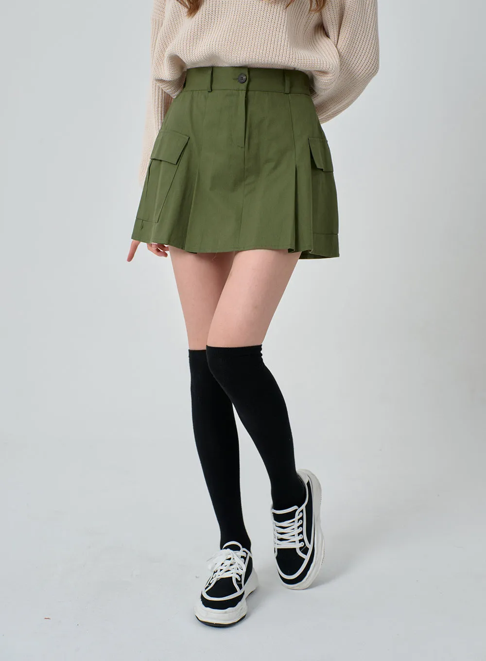 Double Pocket Pleated Mini Skirt OA01