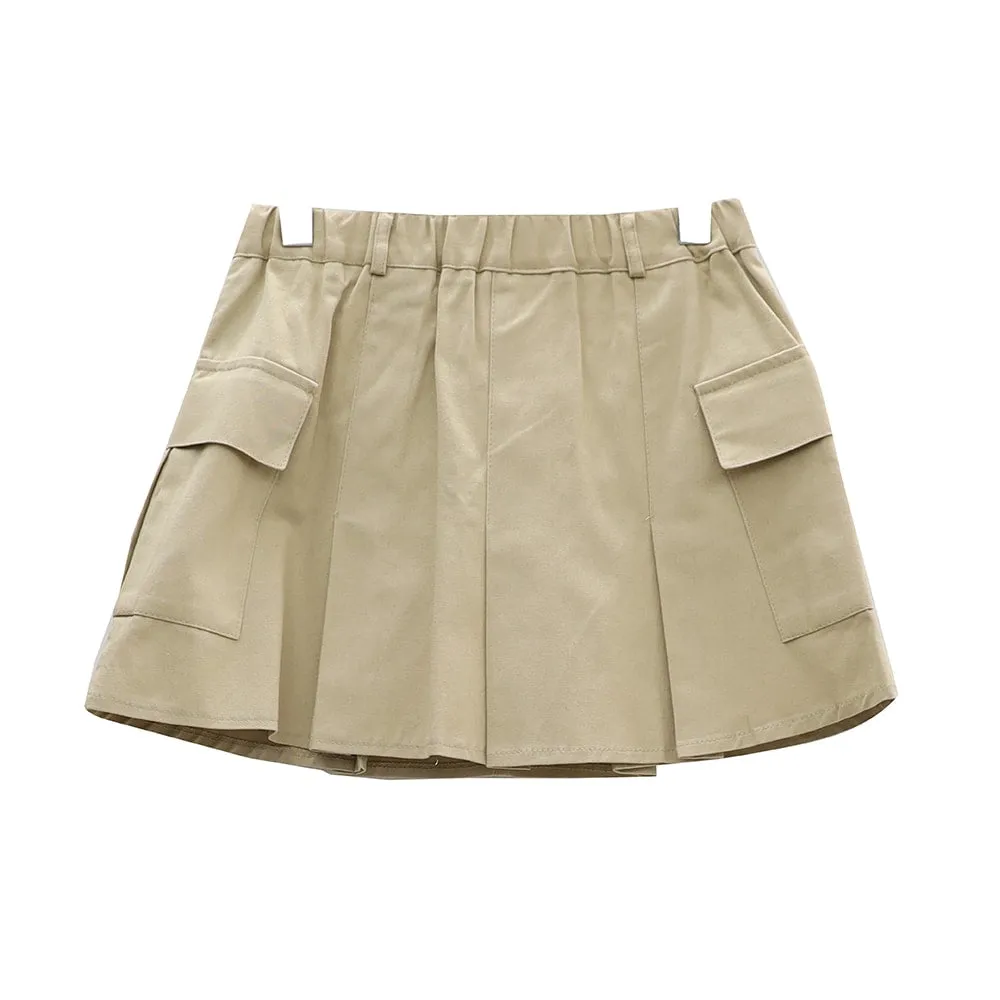 Double Pocket Pleated Mini Skirt OA01