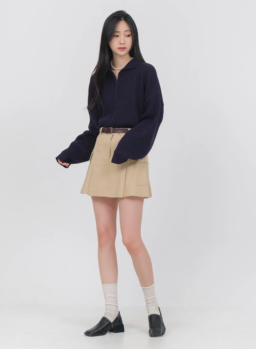 Double Pocket Pleated Mini Skirt OA01