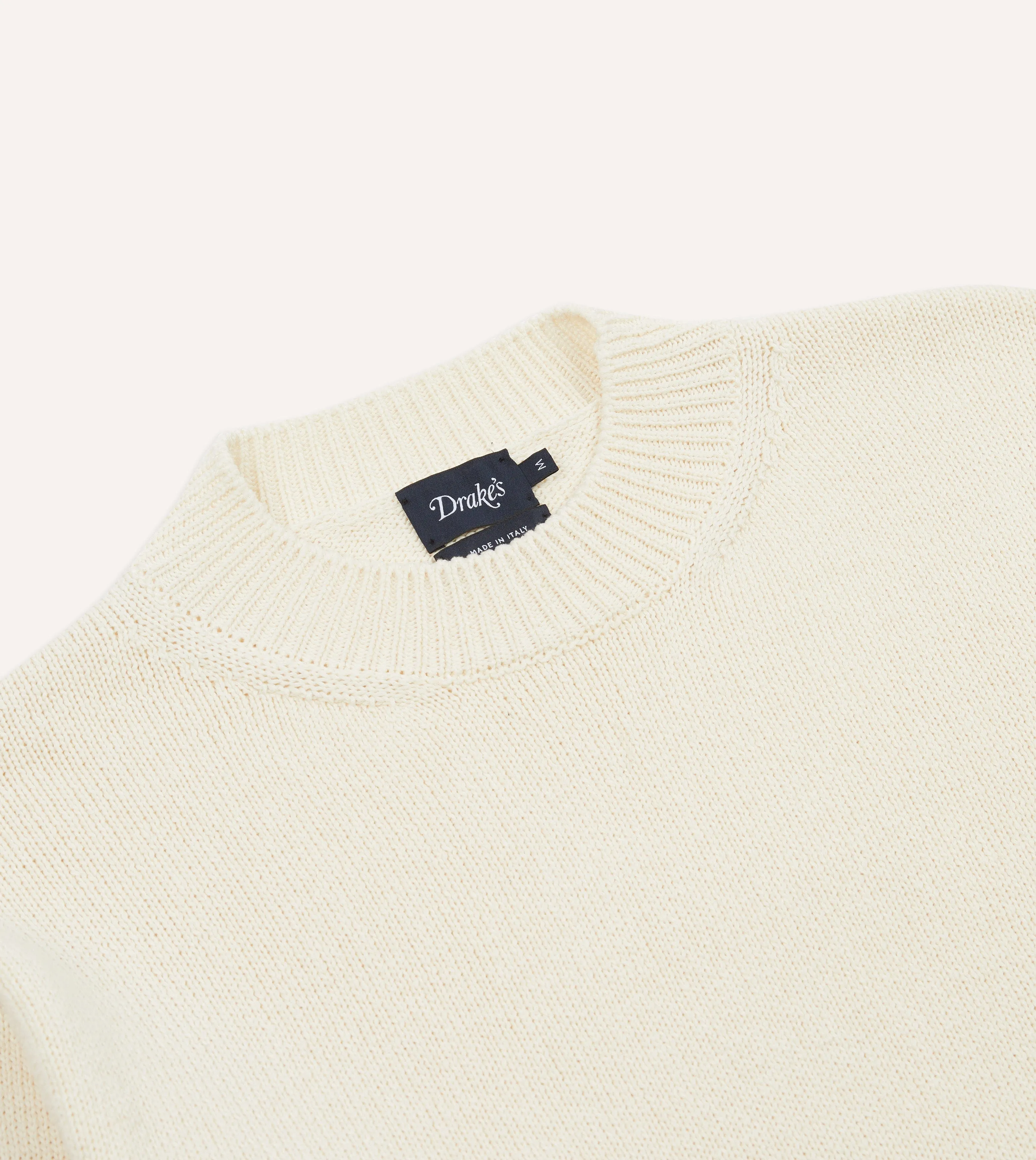 Ecru Cotton Mock Neck Jumper