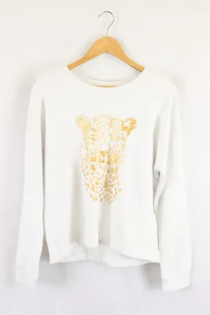 Elm White Jumper With Gold Leopard 8