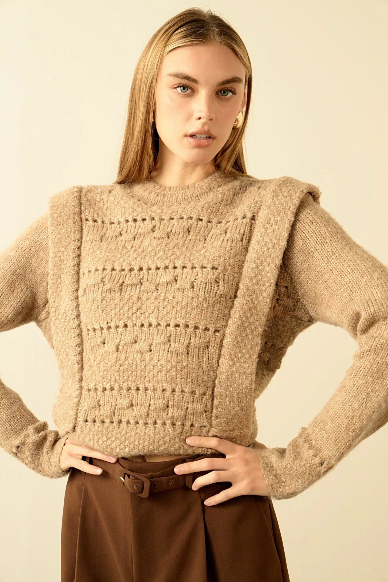 Endless Rose - Chunky Wool Knit Detailed Sweater