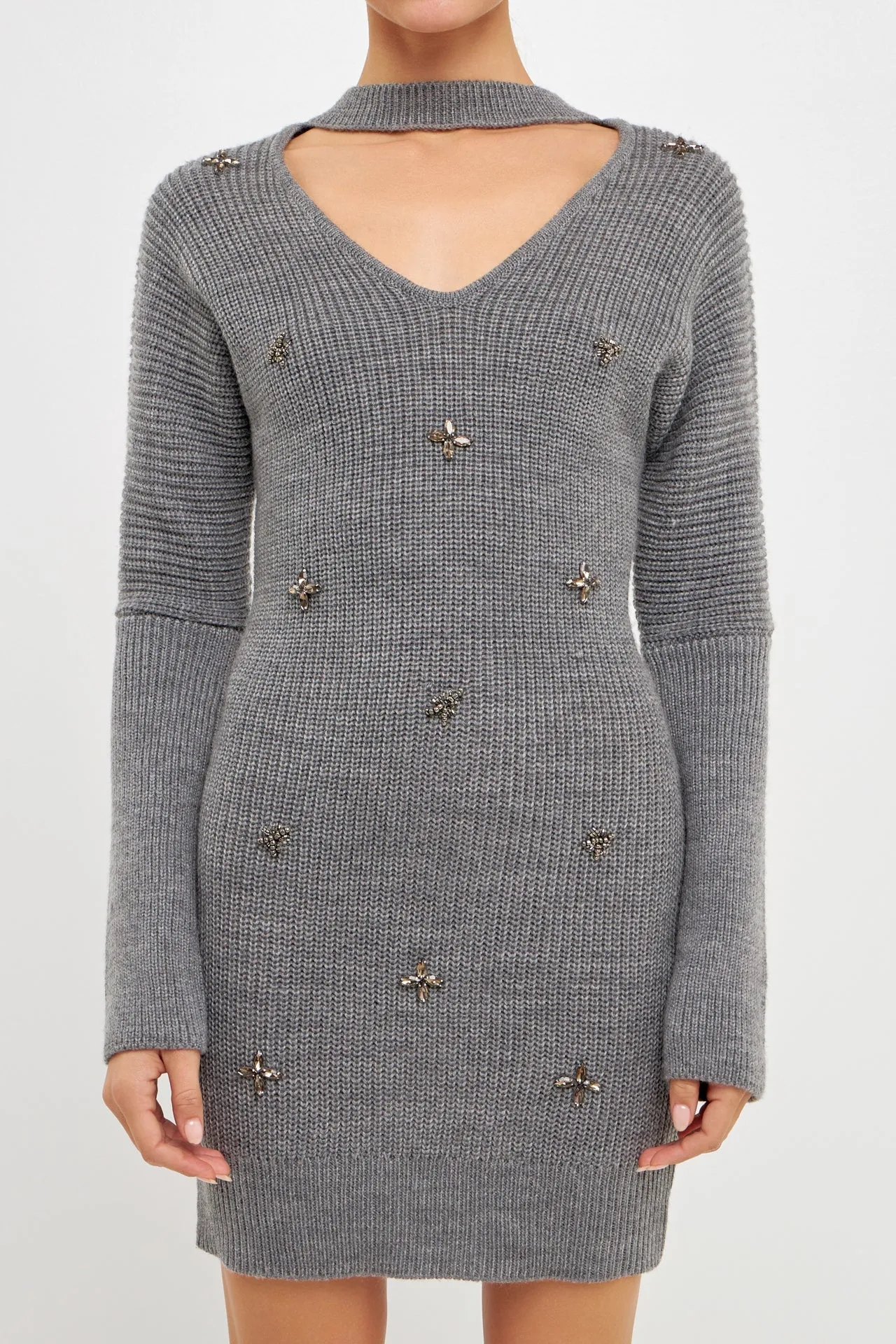 Endless Rose - Embellished Sweater Dress