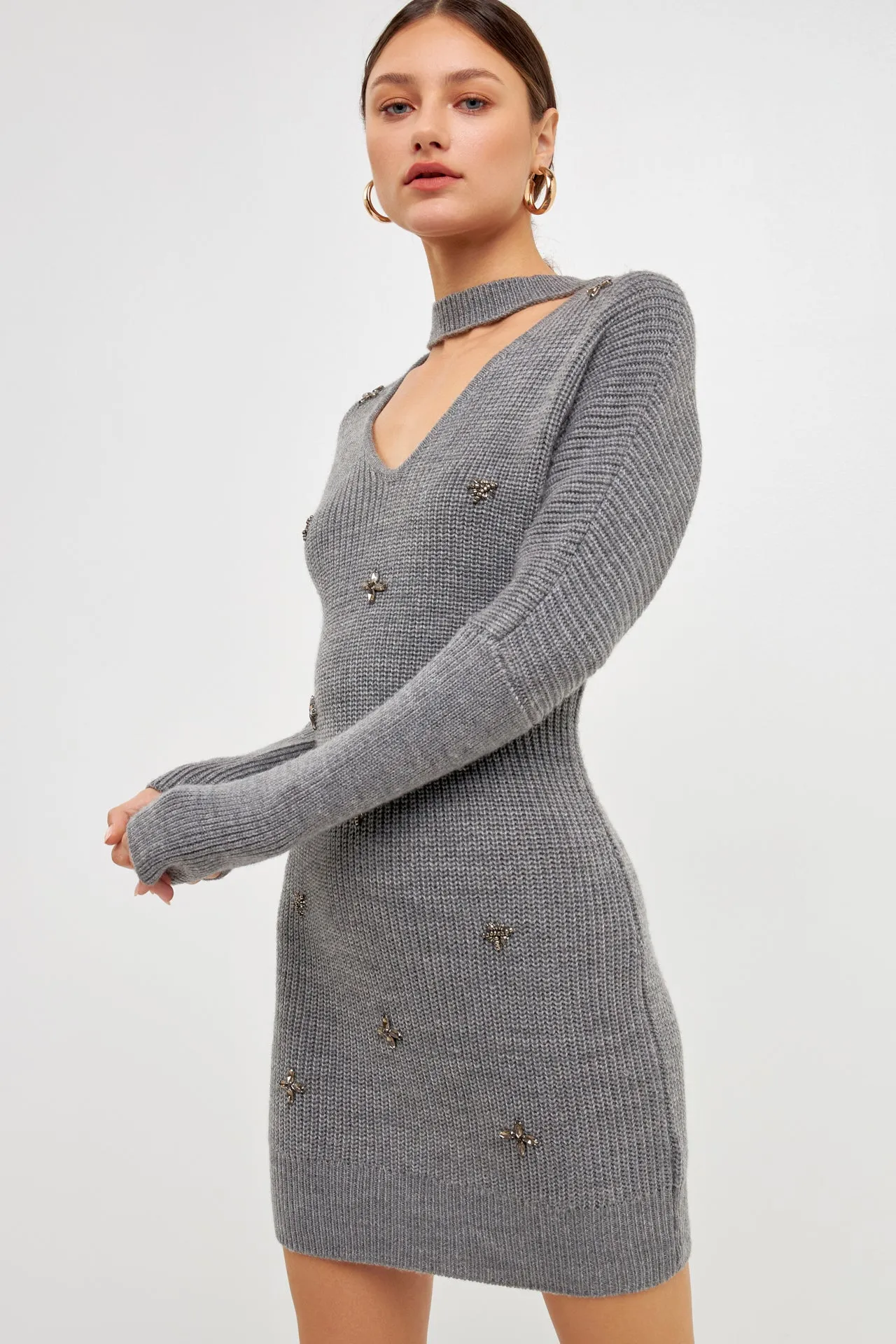 Endless Rose - Embellished Sweater Dress