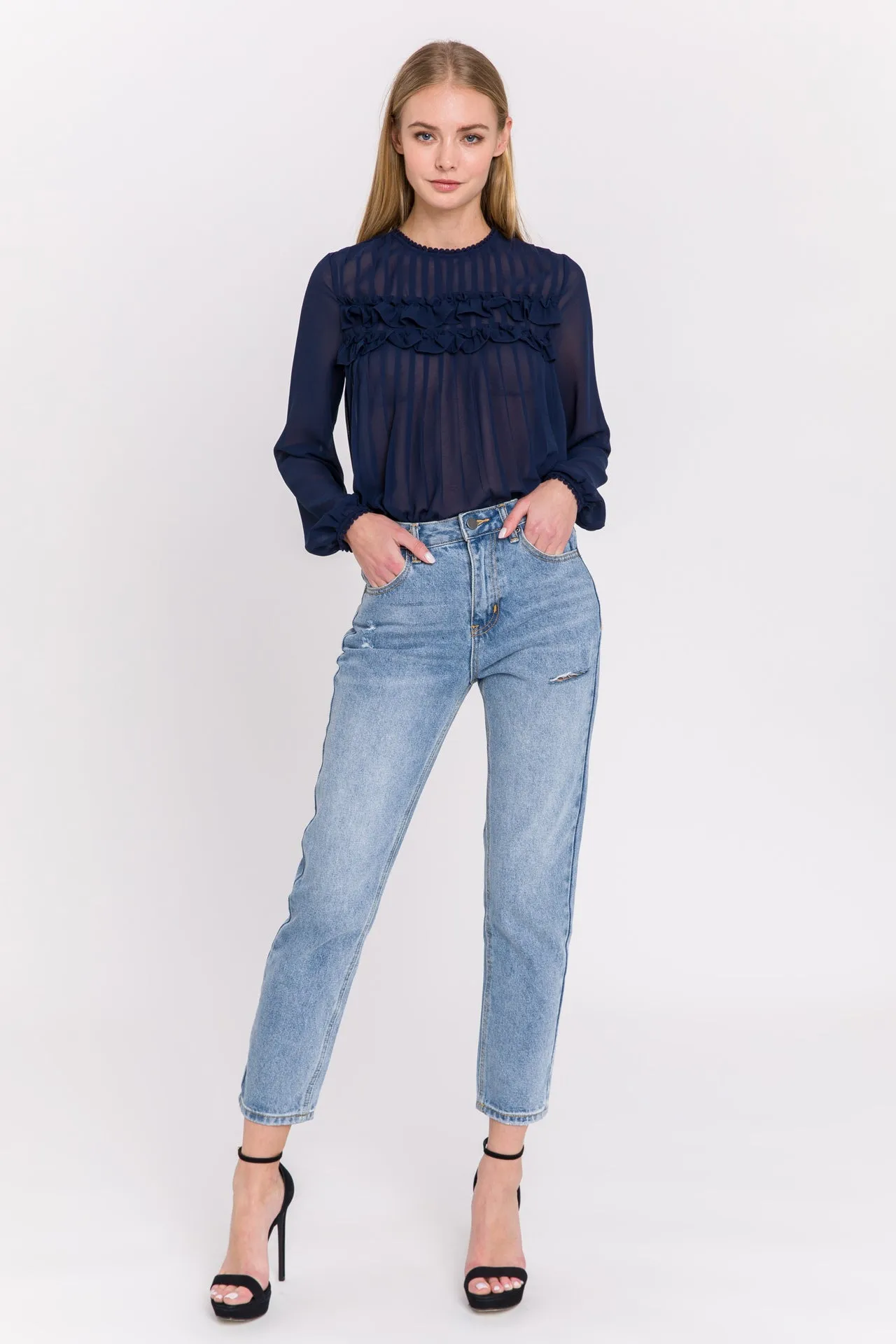 Endless Rose - Lace Detail Pleated Blouse