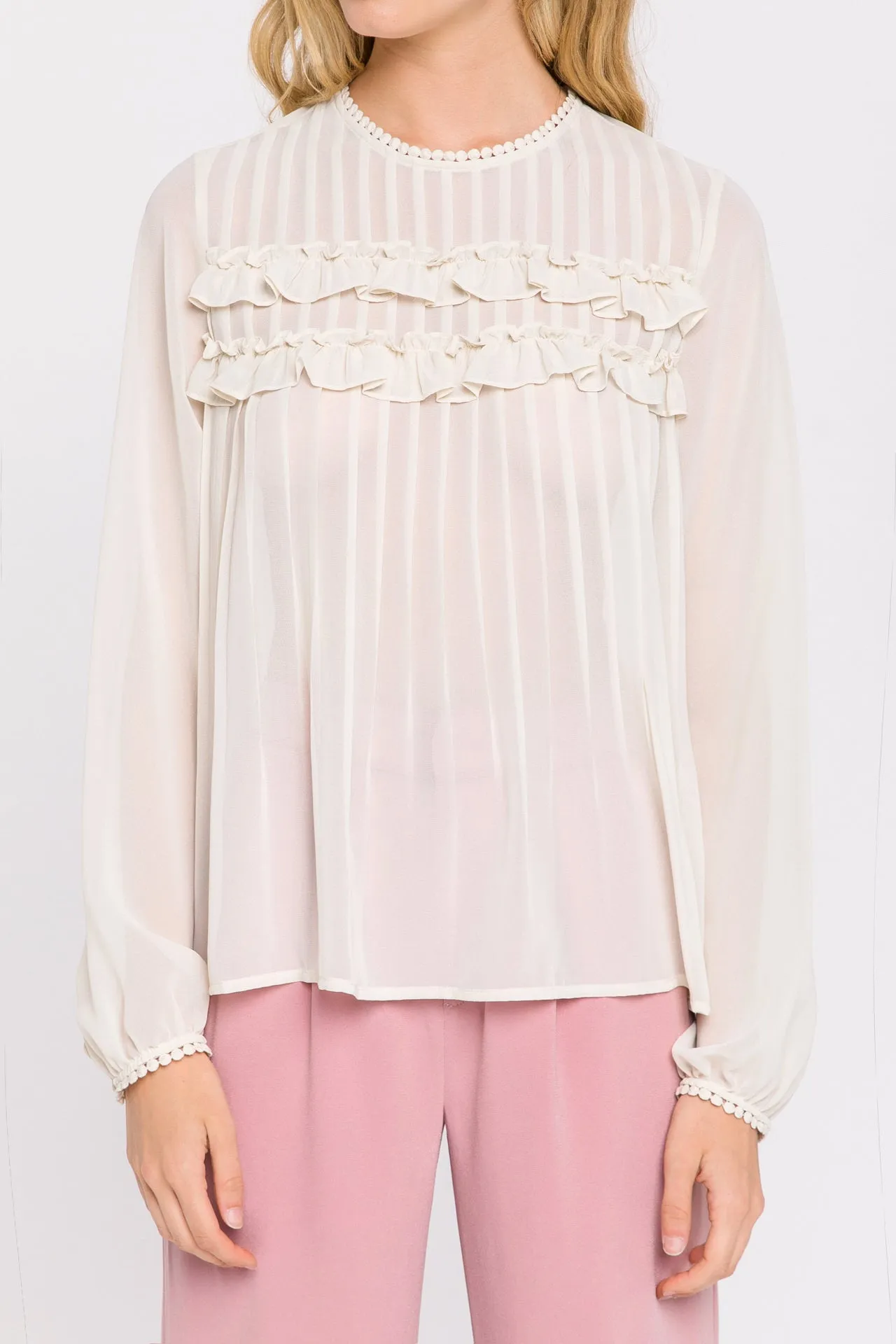 Endless Rose - Lace Detail Pleated Blouse