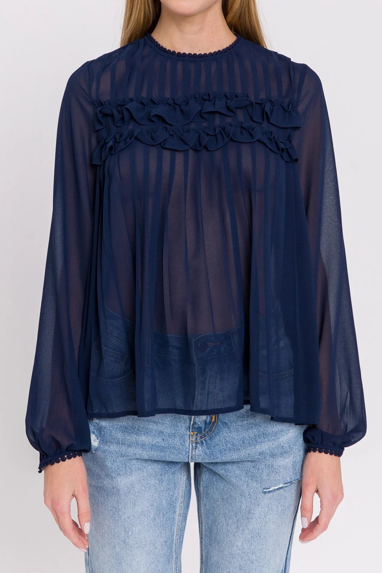 Endless Rose - Lace Detail Pleated Blouse