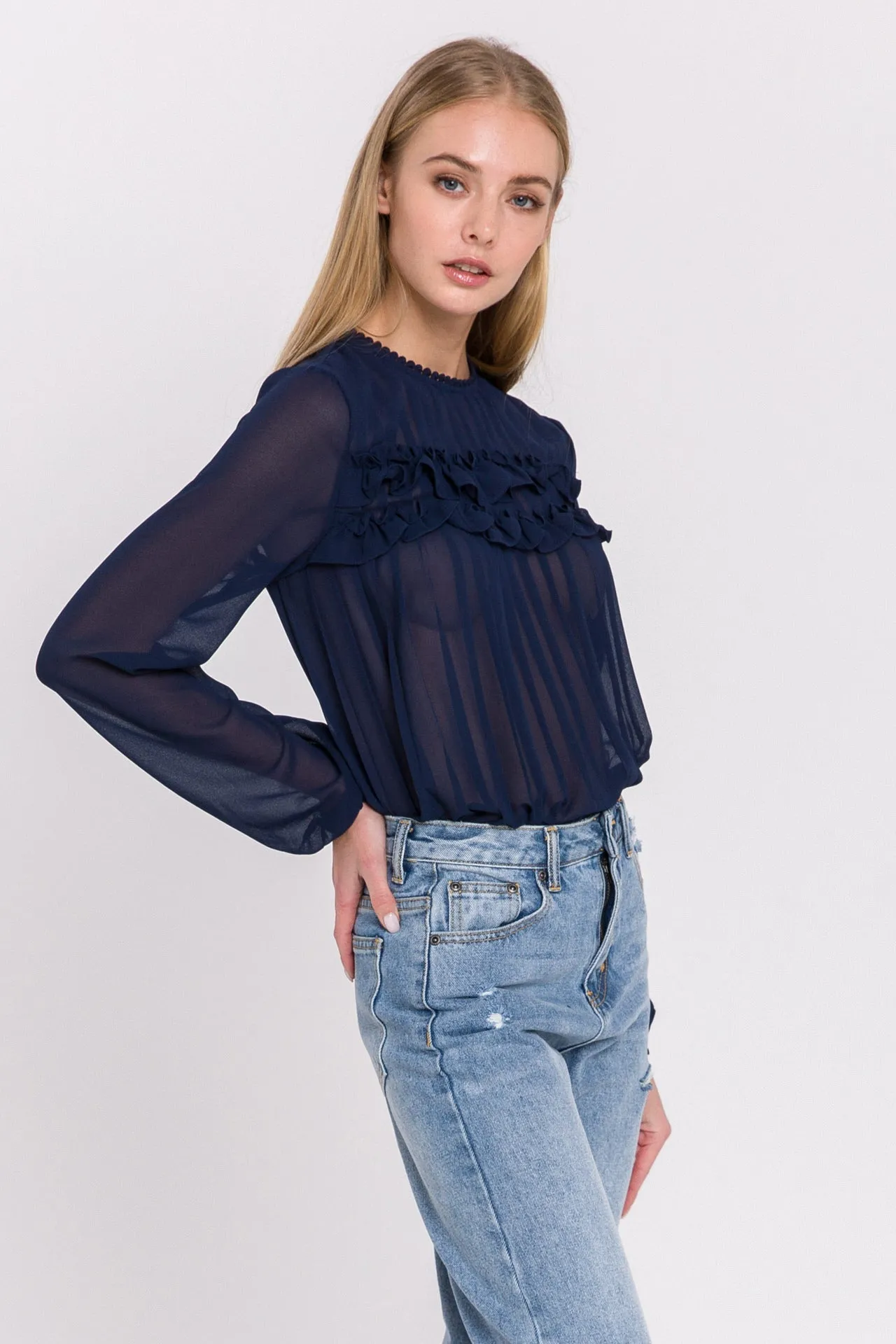 Endless Rose - Lace Detail Pleated Blouse