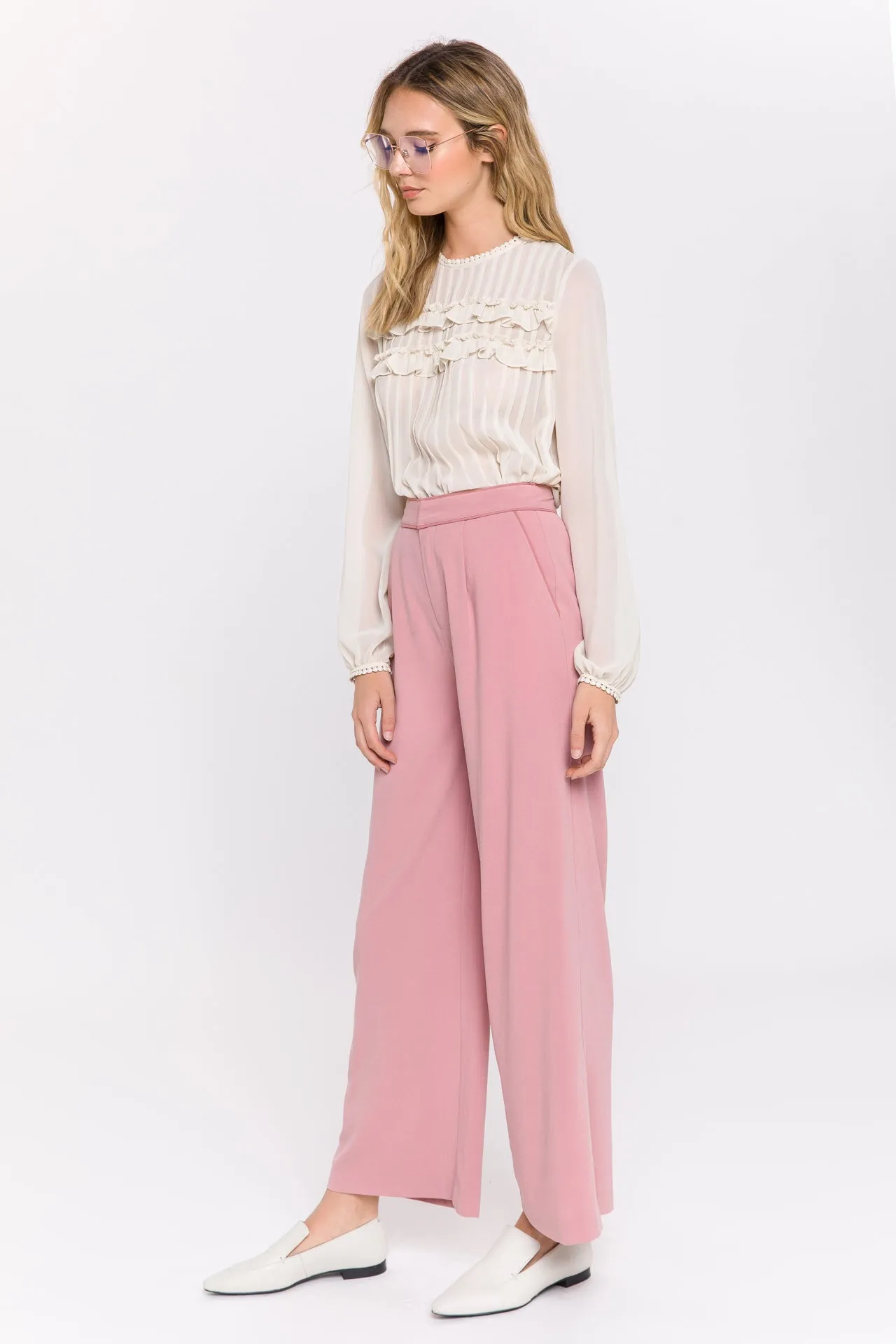 Endless Rose - Lace Detail Pleated Blouse