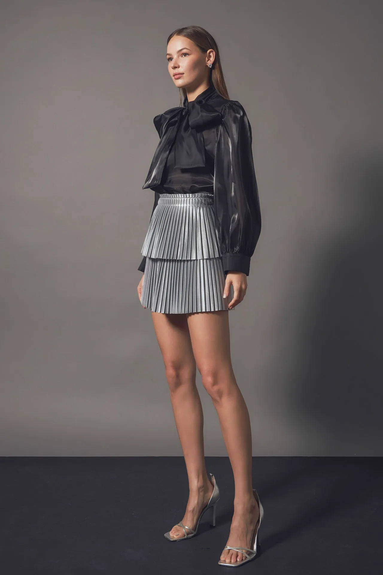 Endless Rose - Shiny Pu Pleated Mini Skirt