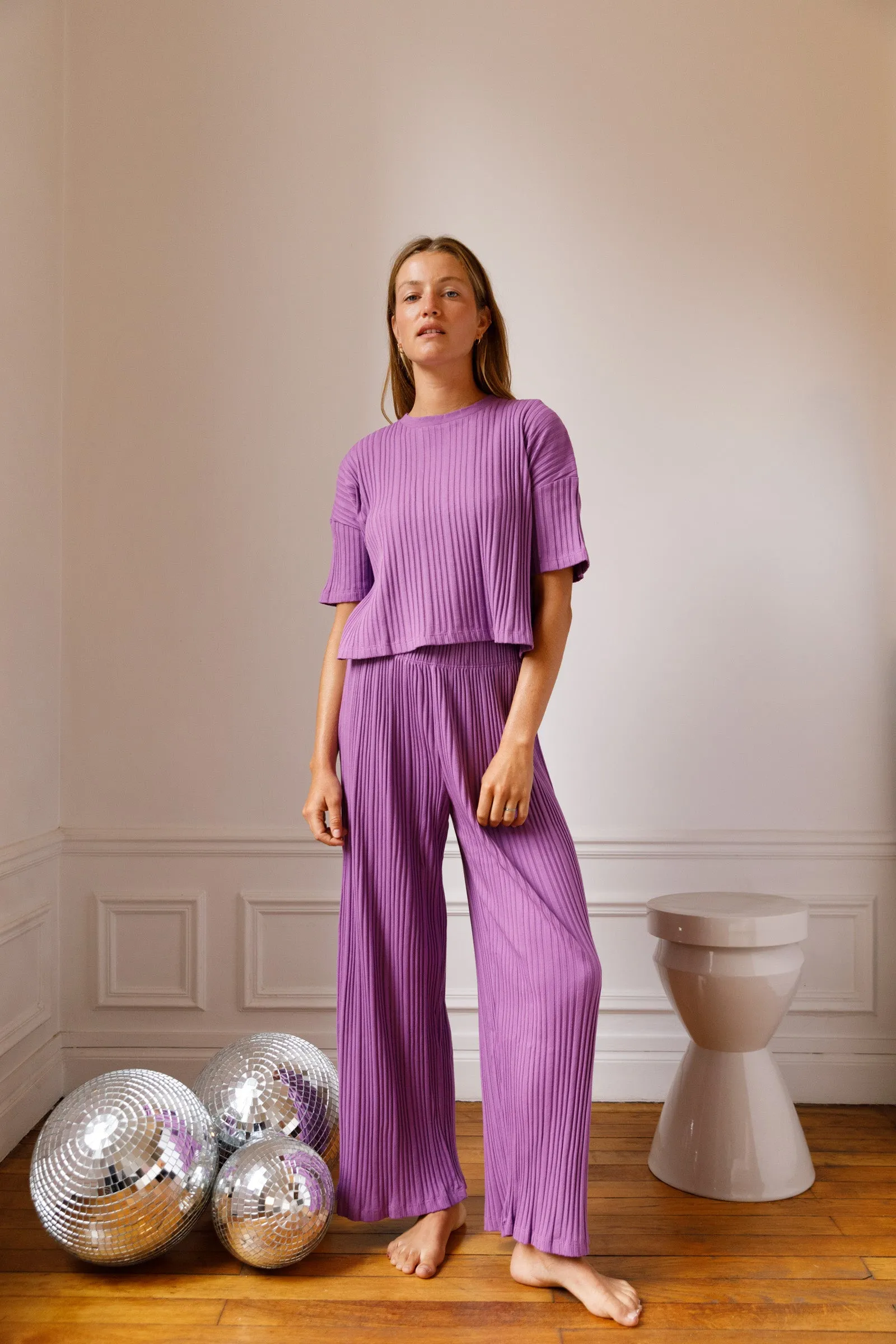 Ensemble Plissé Coton BIO - Violet