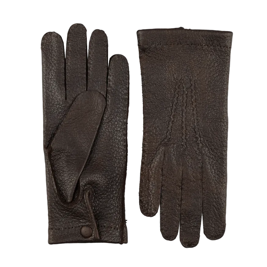 Espresso Peccary Unlined Palm Button Gloves