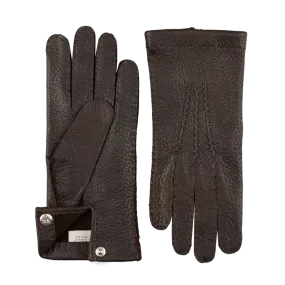 Espresso Peccary Unlined Palm Button Gloves