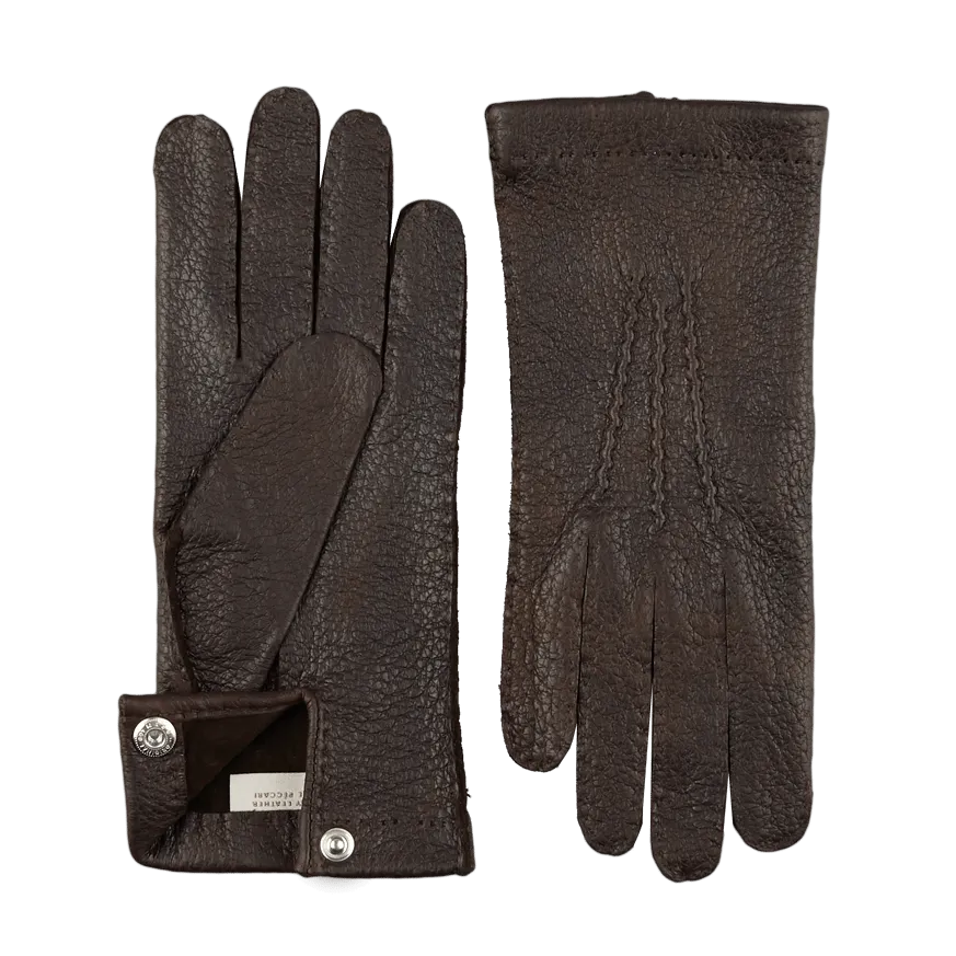 Espresso Peccary Unlined Palm Button Gloves