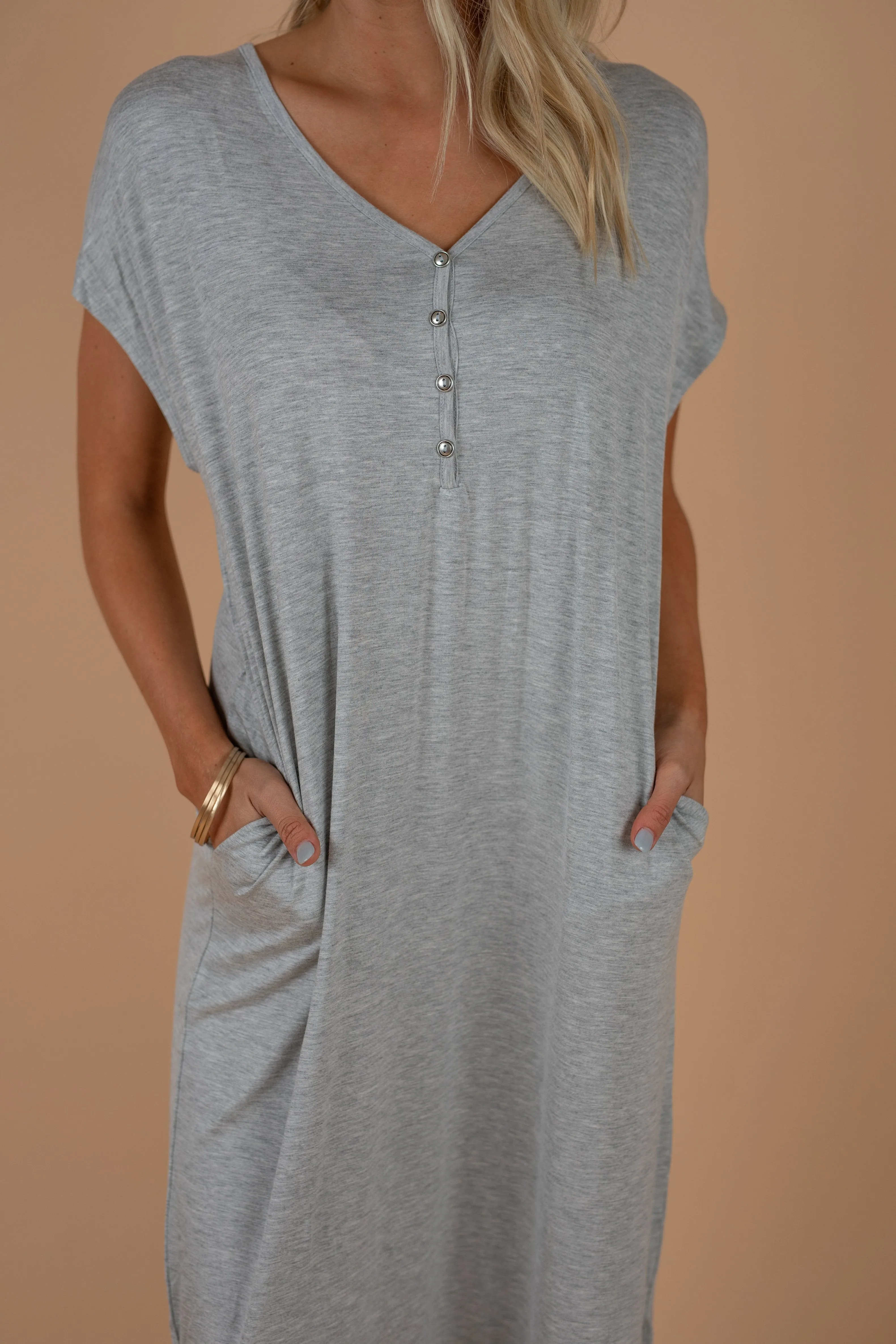 Feeling Like A Dream Heather Gray Henley Maxi Dress